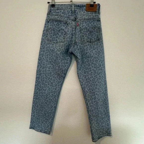 Levi's Wedgie Straight Jeans Womens 24 Leopard Print High Rise - Picture 9 of 9